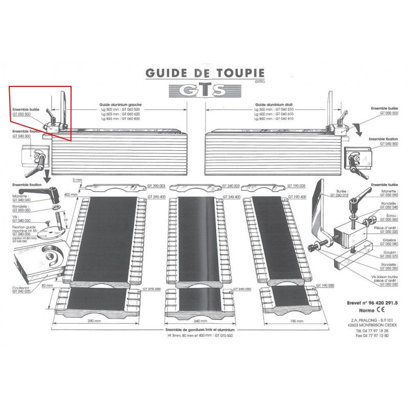 Butée escamotable -  ELBE GT050500 - pour guide GTS