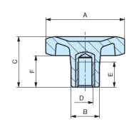 Volant taraudé - APAAX 6370070 - M12X - Ø 70 mm - plastique