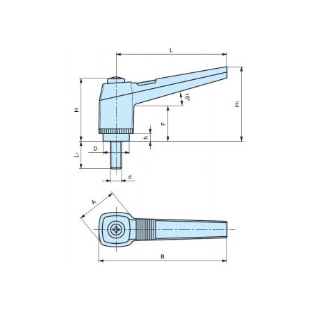Poignée débrayable filetée - APAAX 6357670 - M10 x L 30 mm - plastique