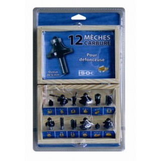 Coffret 12 mèches à défoncer - LEMAN 416.700.12 - queue de 6